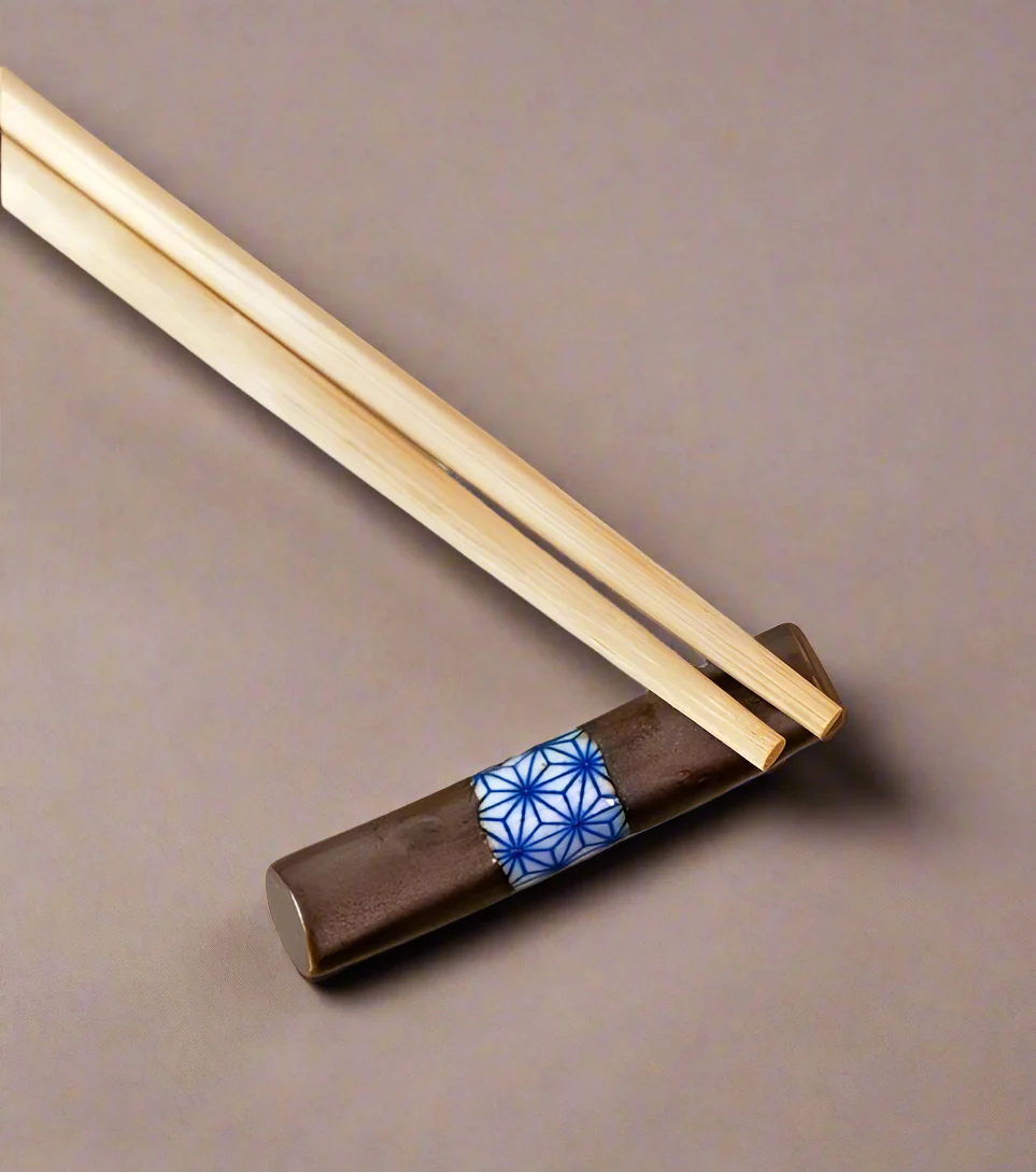 Black Cylinder Asanoha Chopstick Rest