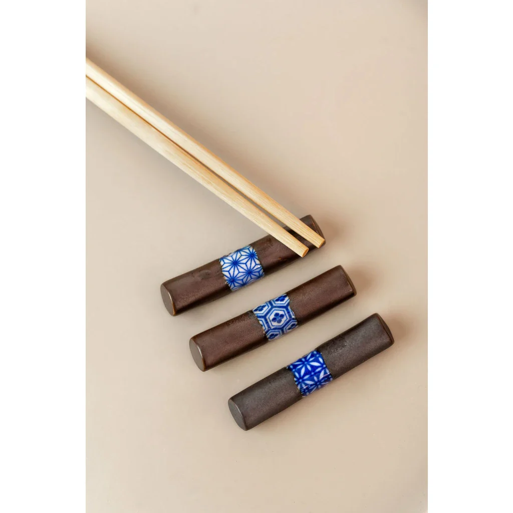 Black Cylinder Asanoha Chopstick Rest - Image 2