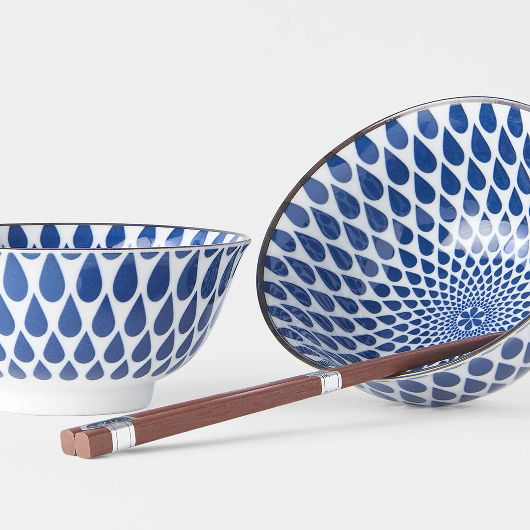 White with blue tear drop 2 piece boxed bowl set 15cm - Image 3