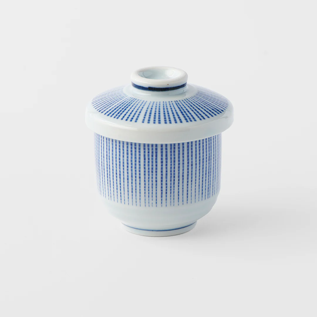 Chawanmushi blue and white stripe lidded jar 170ml - Image 3