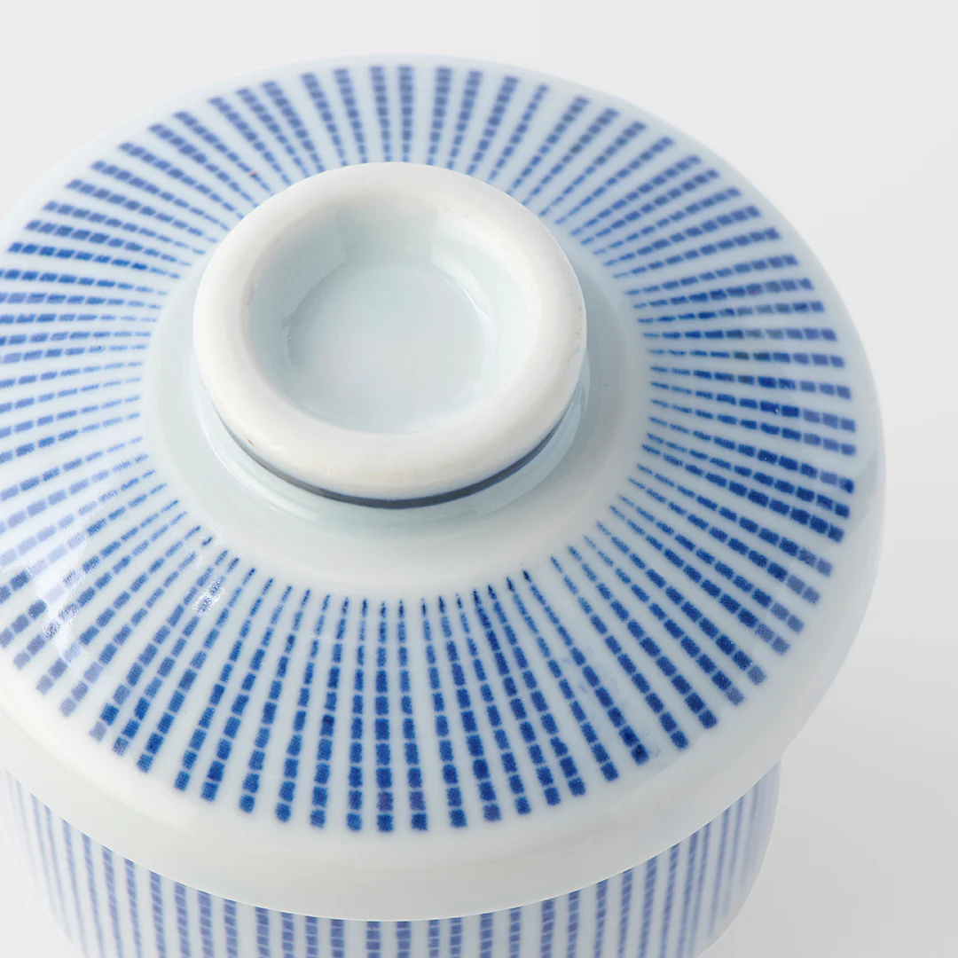 Chawanmushi blue and white stripe lidded jar 170ml - Image 4