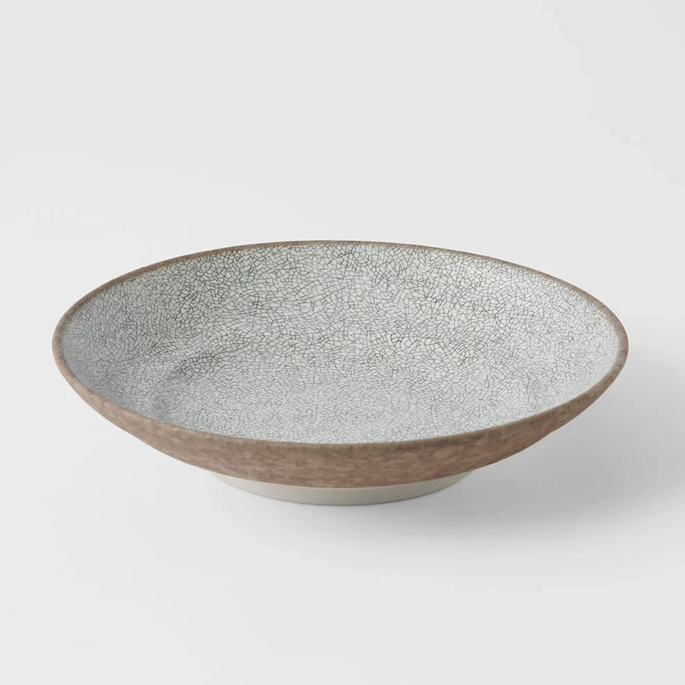 Crazed Grey Shallow Bowl 23cm