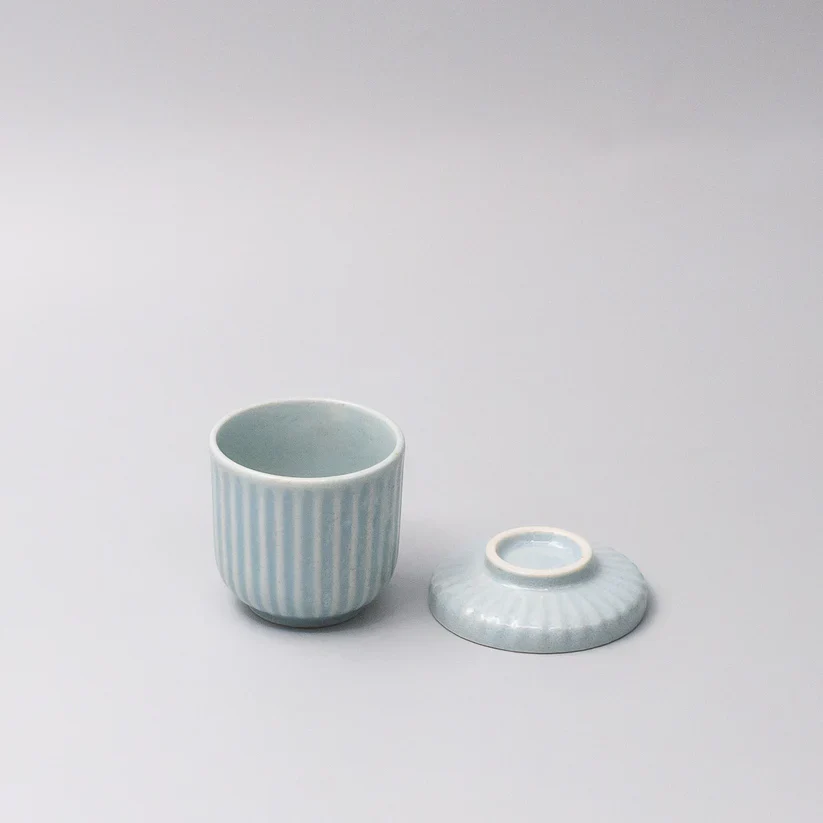Cup Chawanmushi Ice Blue Lidded Jar 170ml - Image 2