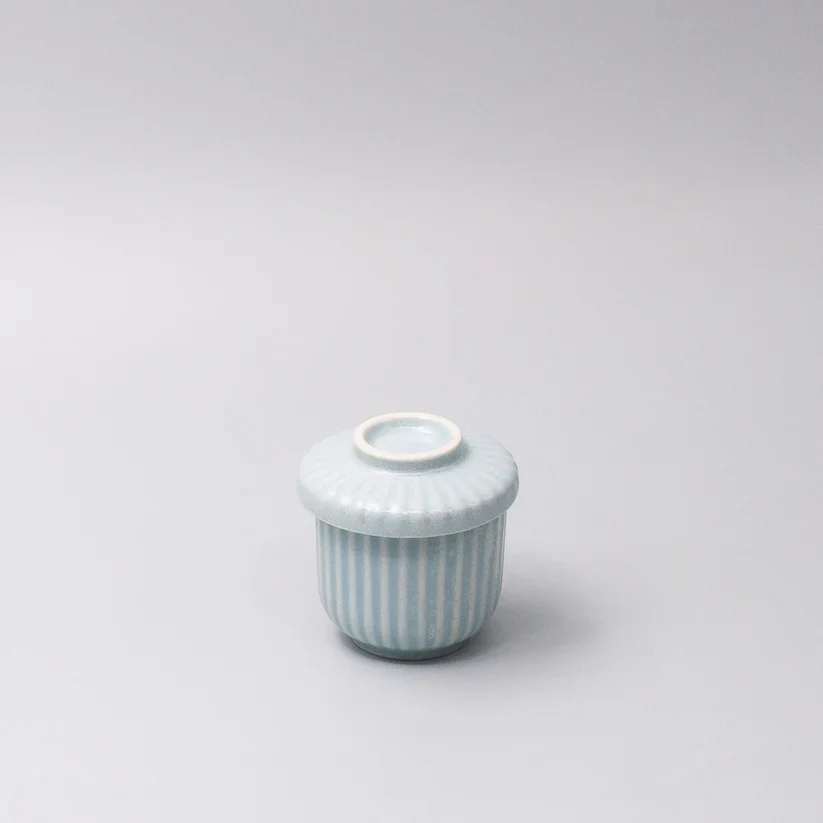 Cup Chawanmushi Ice Blue Lidded Jar 170ml - Image 3