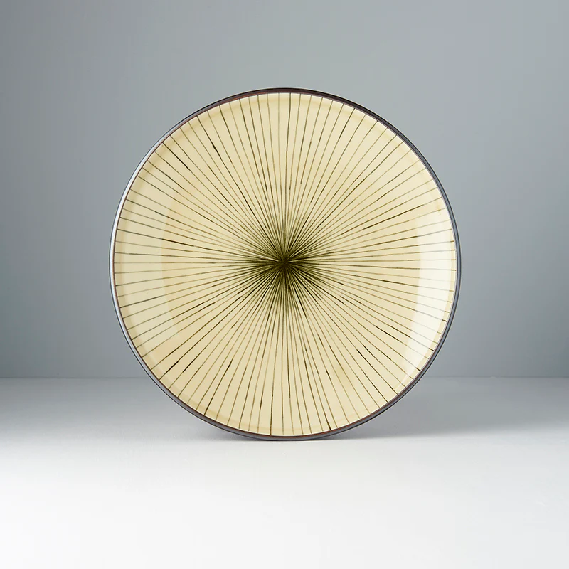 Dark Green Converging Lines Dinner Plate 25cm