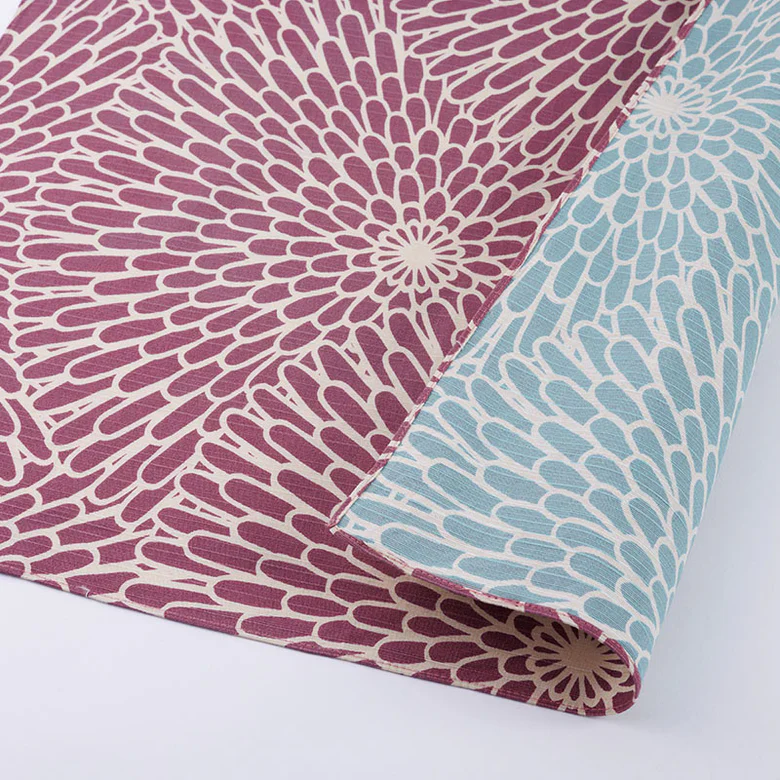 Furoshiki Isa monyo Reversible - Chrysanthemum Purple Blue 70cm