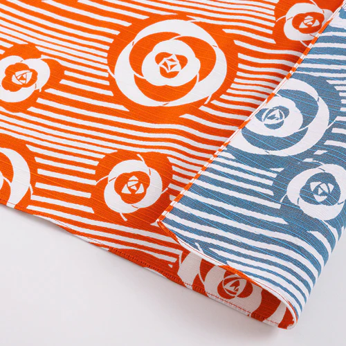 Furoshiki Isa monyo Reversible - Camellia Orange Blue 48cm