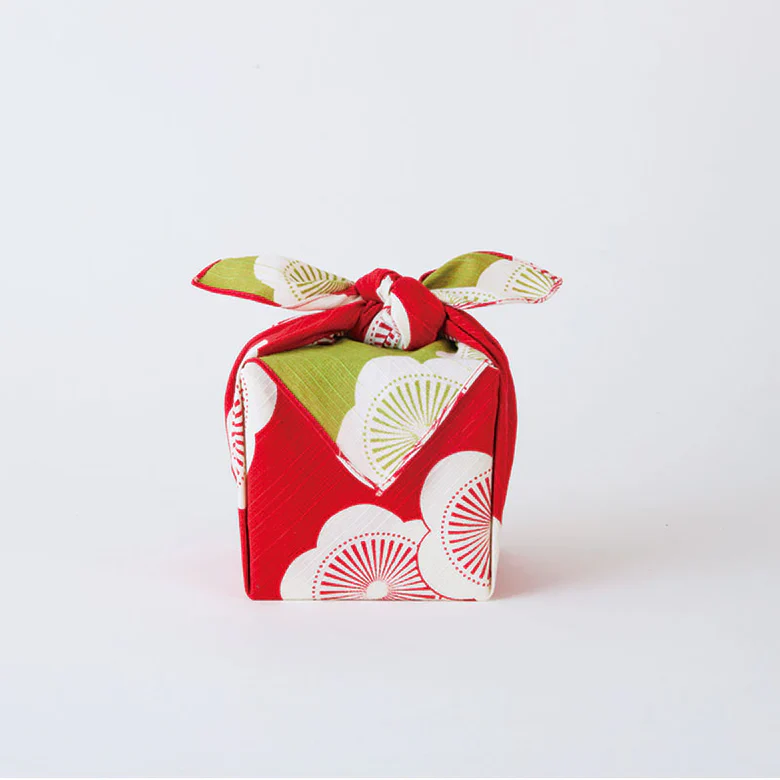 Furoshiki Isa monyo Reversible - Japanese Apricot Red Green 48cm - Image 5