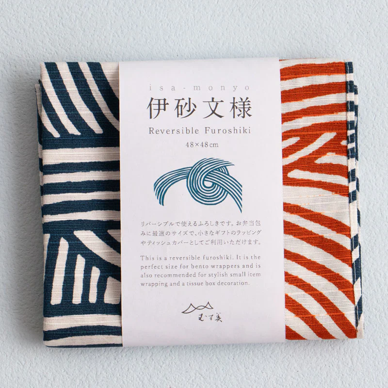 Furoshiki Isa monyo Reversible - Knot Blue Orange 48cm - Image 4