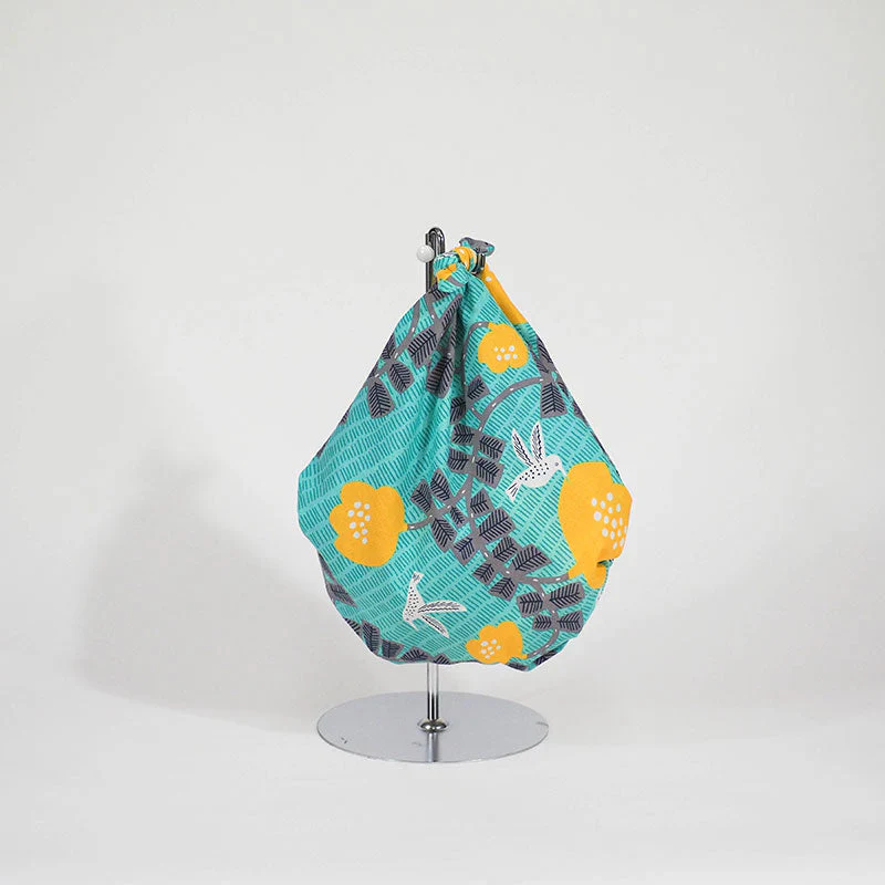 Furoshiki Organic Cotton - Kata Kata Musubi Hummingbird Green 70cm - Image 2
