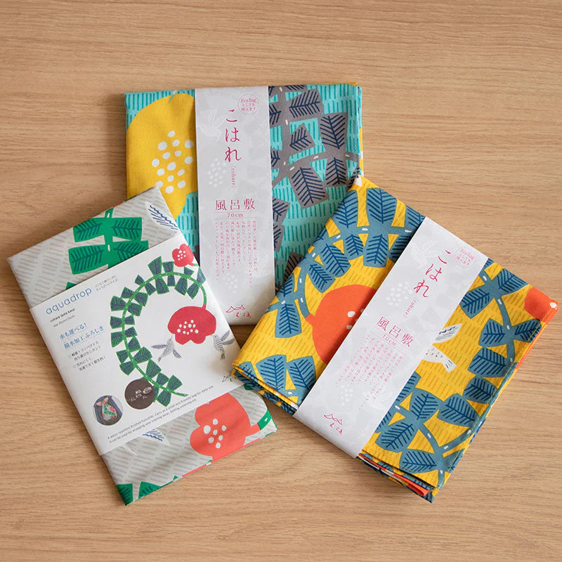 Furoshiki Organic Cotton - Kata Kata Musubi Hummingbird Green 70cm - Image 3