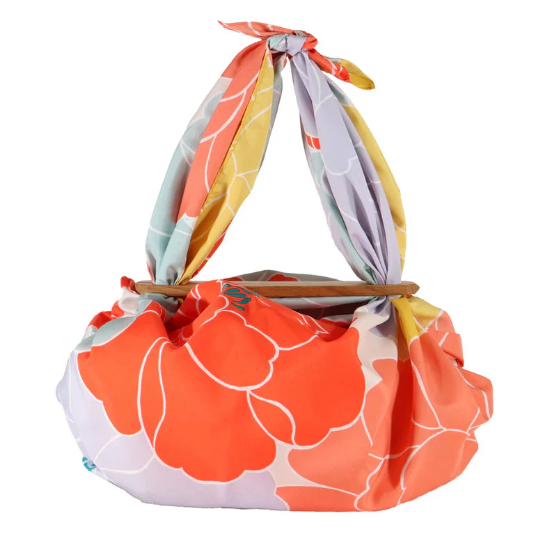 Furoshiki Patchin Bag L Water-repellent - Peony Orange - Image 2