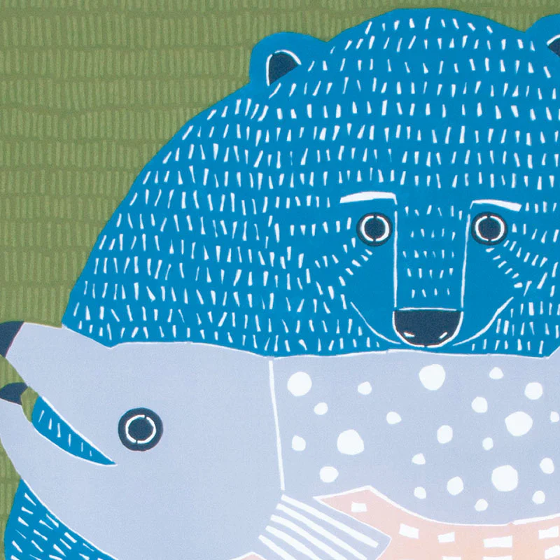 Furoshiki Water-repellent - Kata Kata Bear & Salmon Green 100cm - Image 3