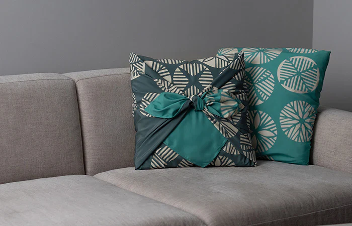 Furoshiki Water-repellent Reversible - Pine Blue Green Blue Grey 100cm - Image 7