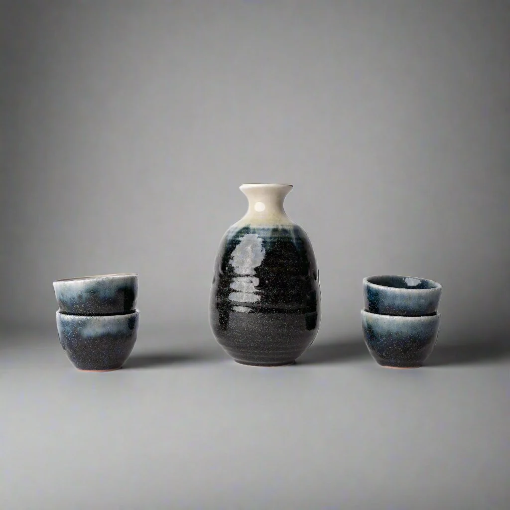 Gift Sake Set Ink Fade Glaze 280ml - Image 2