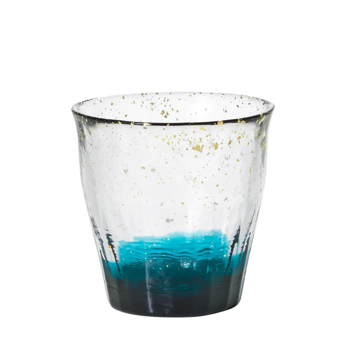 Gold Rim Rock Glass Wooden Gift Boxed - Deep Blue & Clear - Image 2