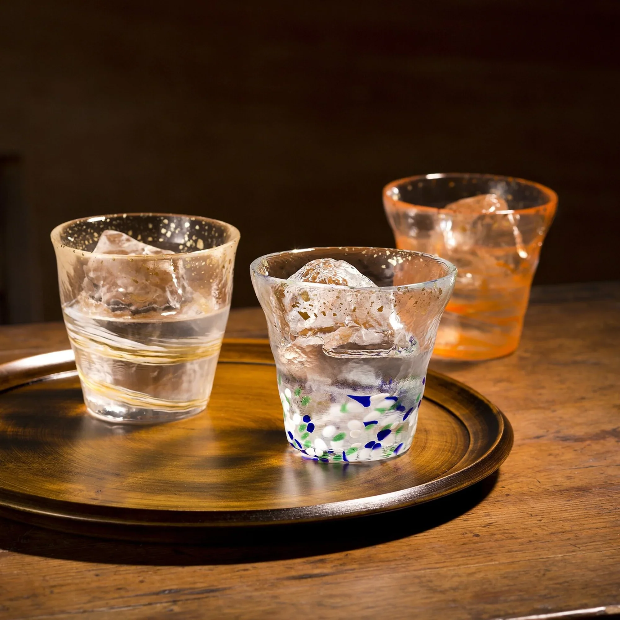 Gold Rim Rock Glass Wooden Gift Boxed - Wheat Gold - Image 3