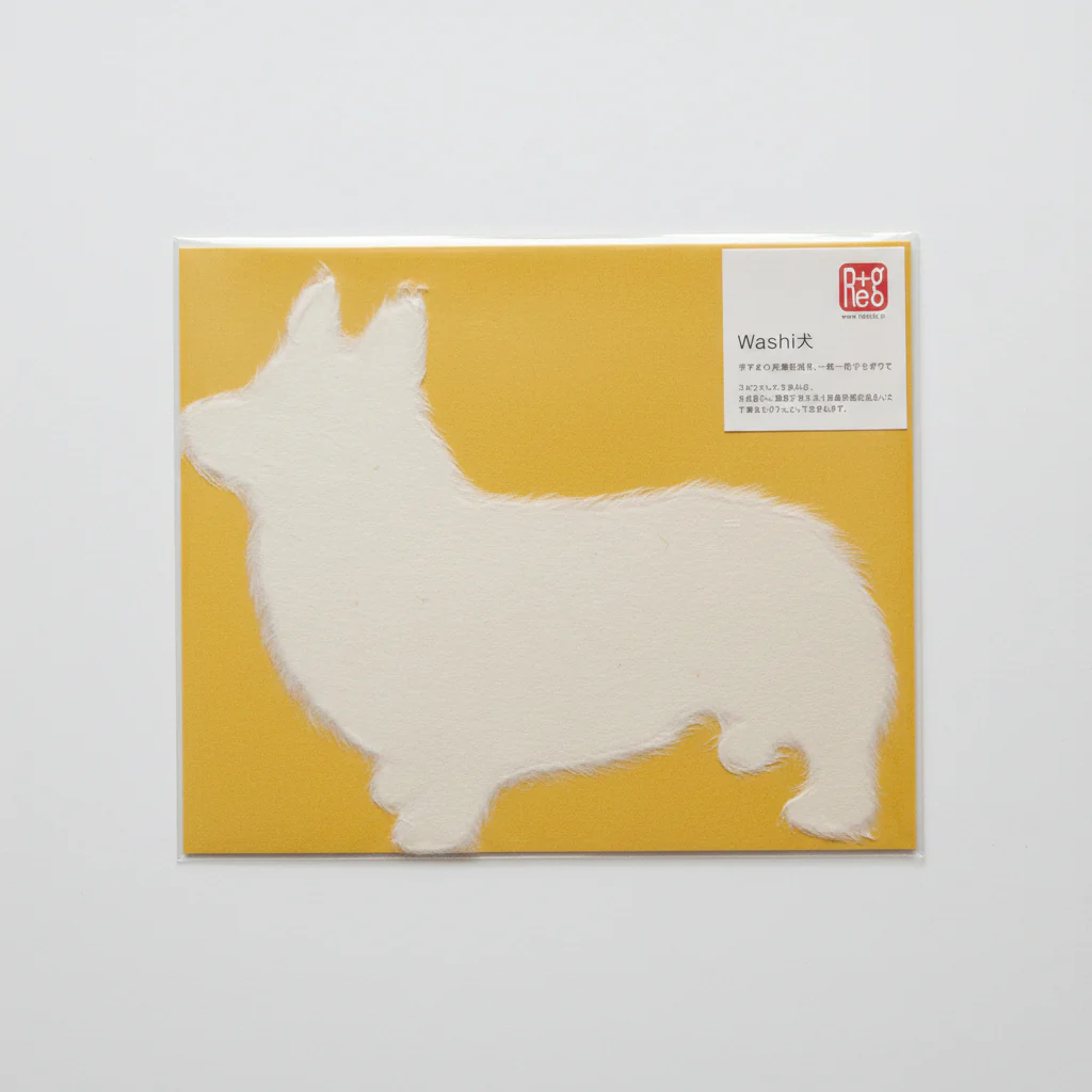 Handmade Japanese Mino Washi Corgi Message Card