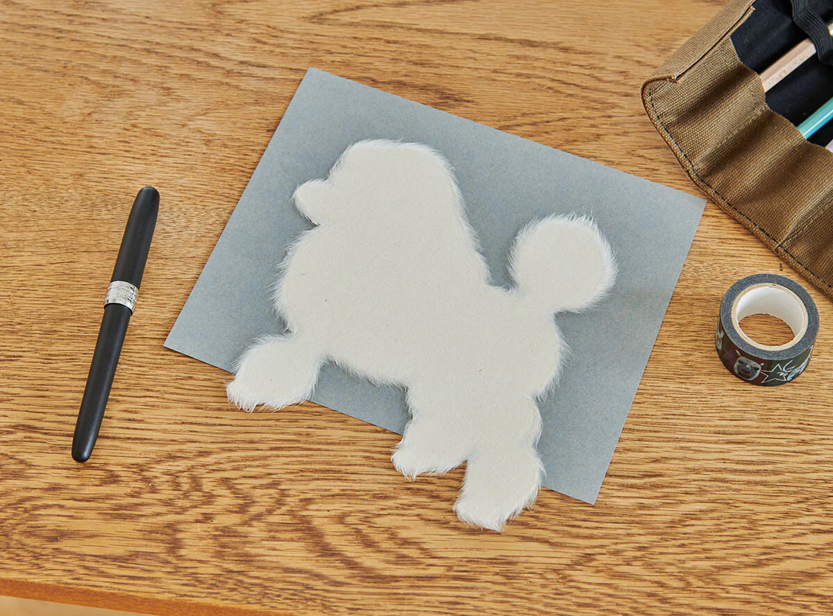 Handmade Japanese Mino Washi Poodle Message Card - Image 3