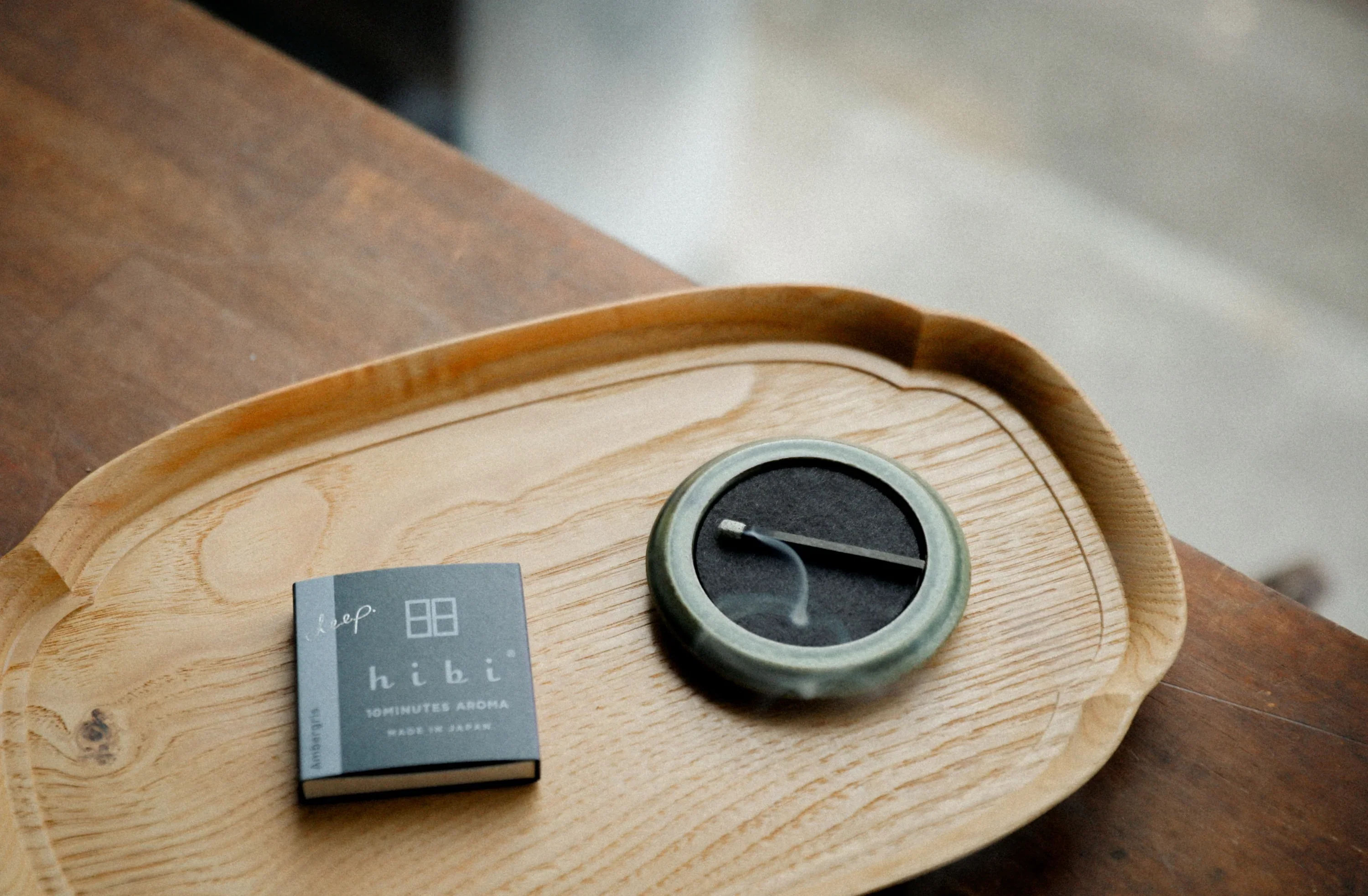 Hibi Seto Tray Round Oribe Green
