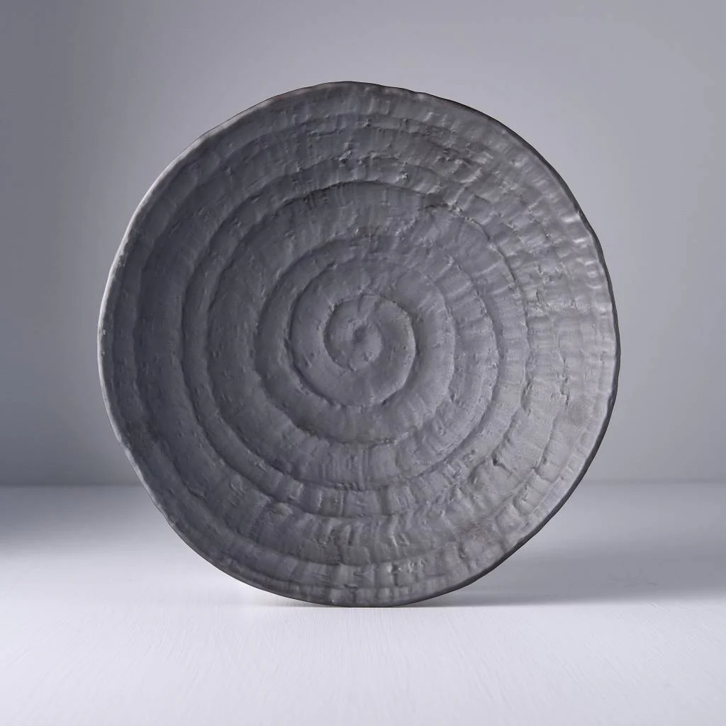 Ibushi black large bowl with shallow ridge 26cm - Image 2