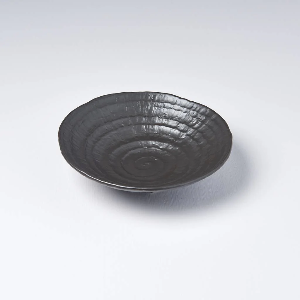 Ibushi black large bowl with shallow ridge 26cm - Image 5