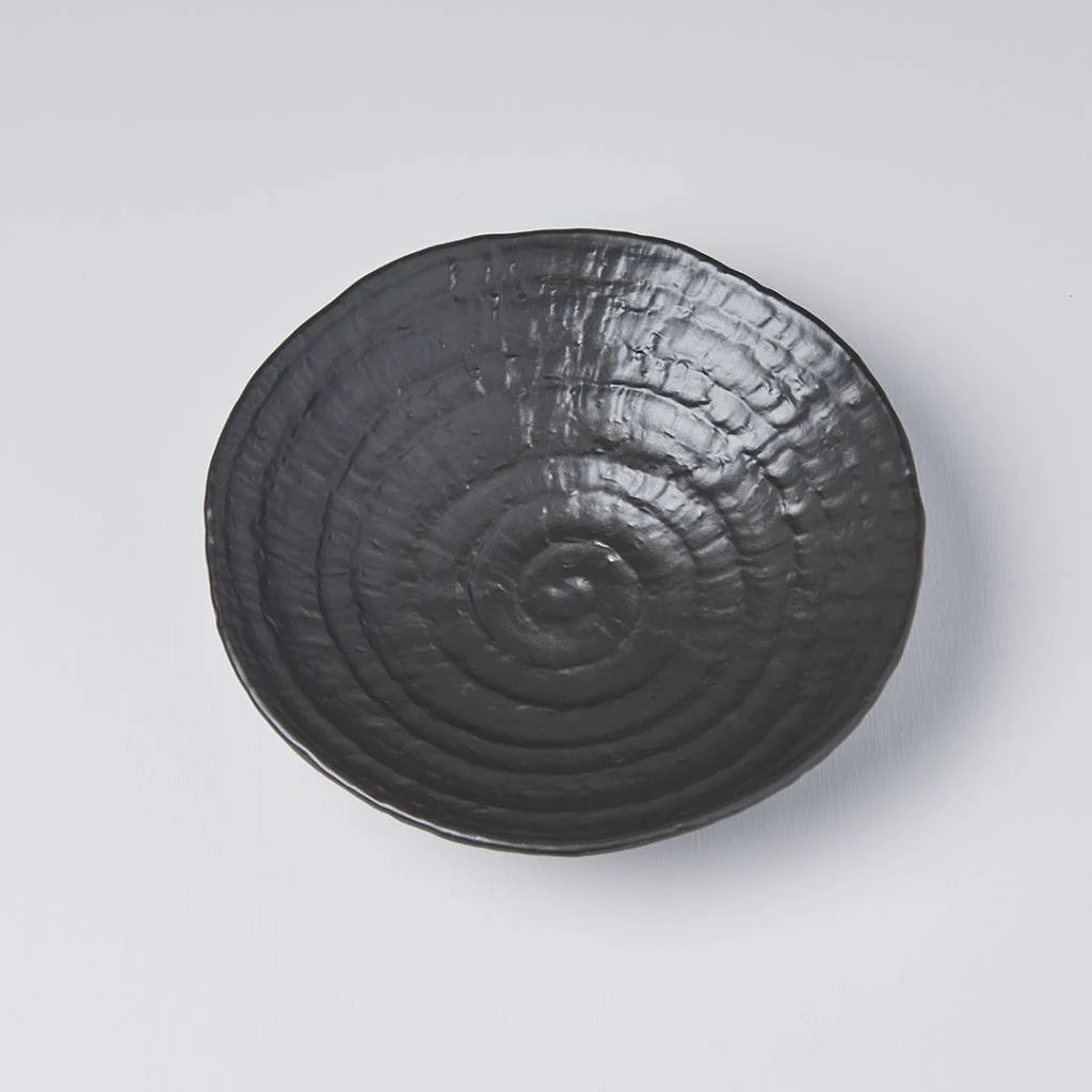 Ibushi black large bowl with shallow ridge 26cm - Image 6