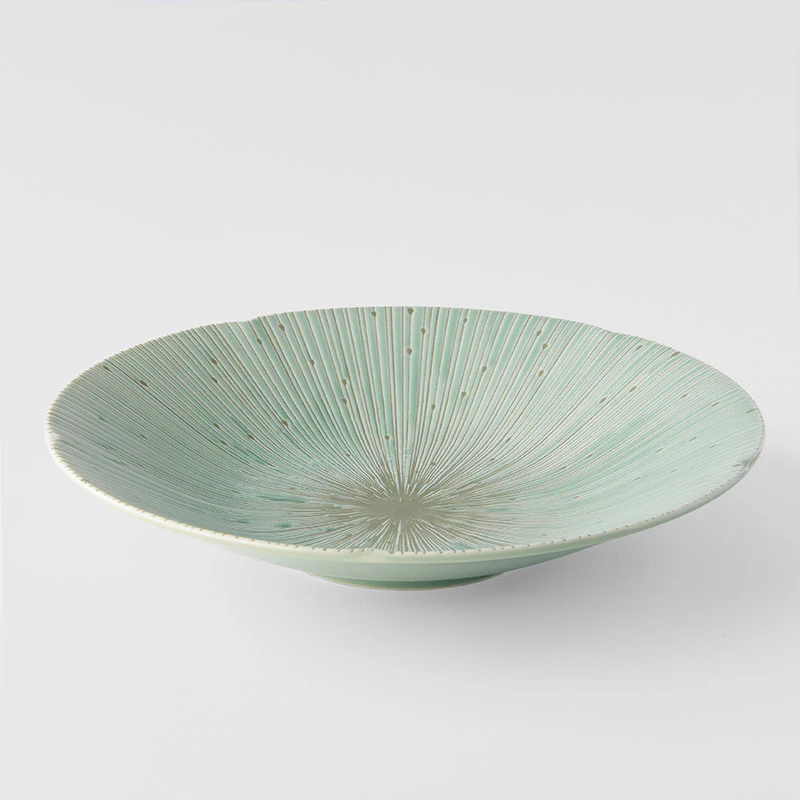 Ice Drift green shallow bowl 25cm