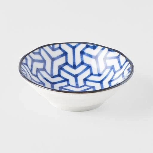 Indigo Herringbone Ikat Sauce Dish 11cm