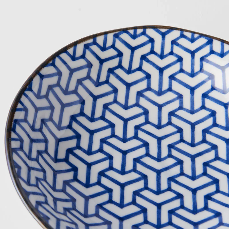 Indigo Herringbone Ikat Shallow Open Bowl 20.5cm - Image 2