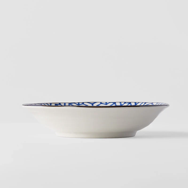 Indigo Herringbone Ikat Shallow Open Bowl 20.5cm - Image 3