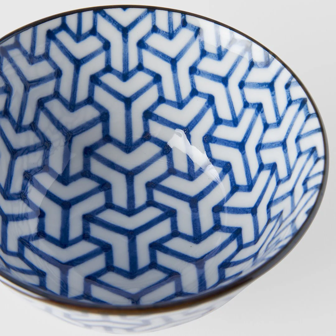 Indigo Herringbone Ikat medium bowl 13cm - Image 6
