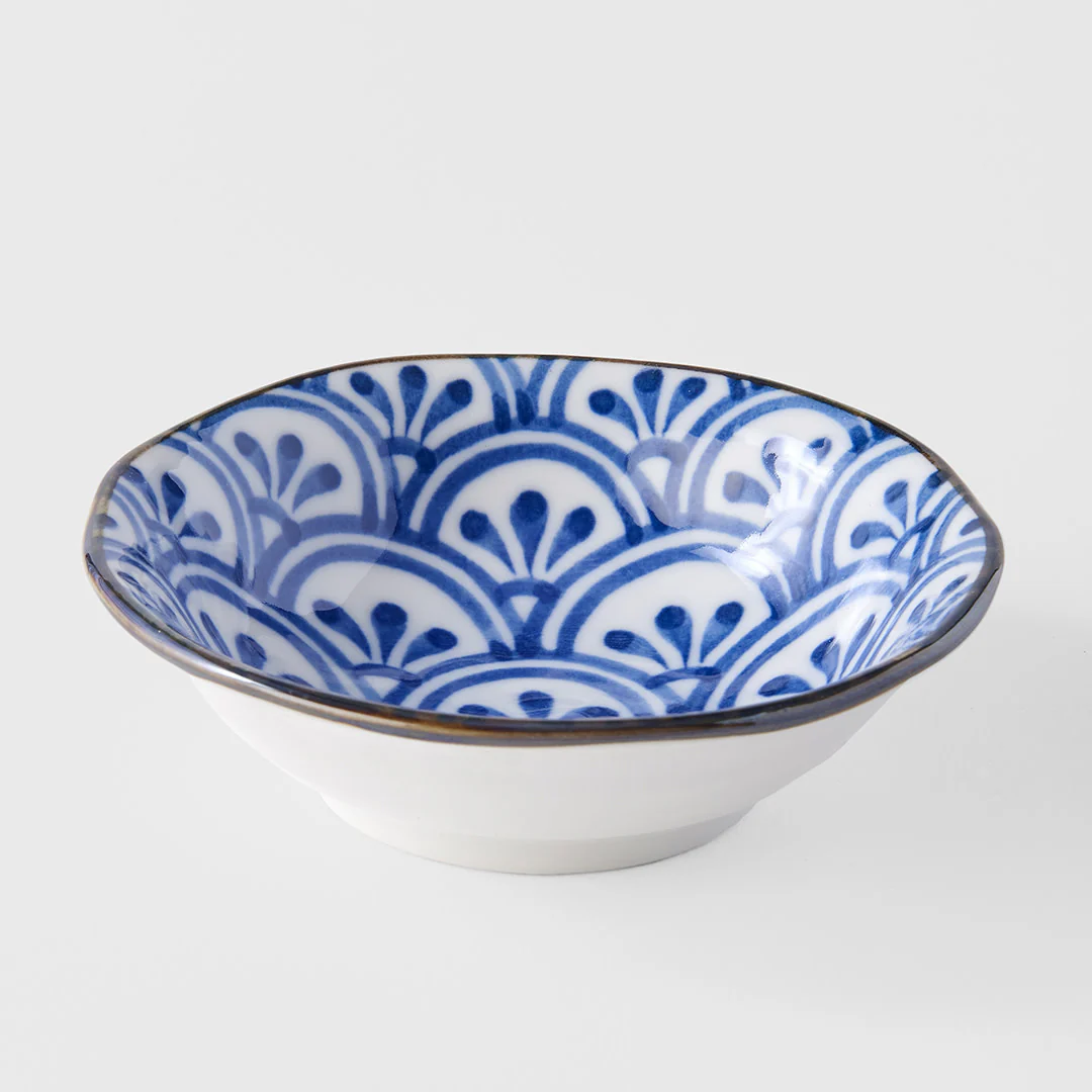 Indigo Petal Crest Ikat Sauce Dish 11cm