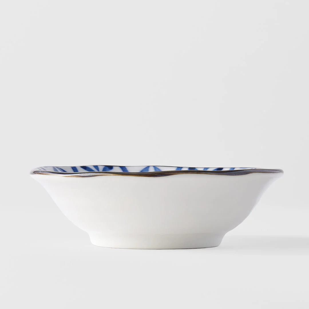 Indigo Hexagon Flower Ikat Sauce Dish 11cm - Image 4
