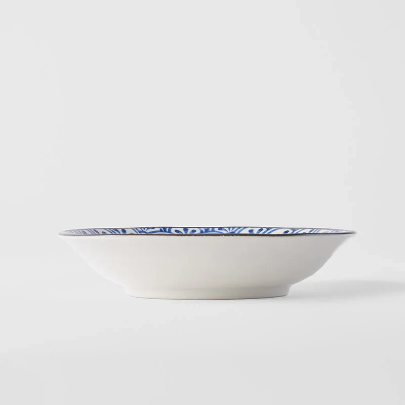 Indigo Petal Crest Ikat Shallow Open Bowl 20.5cm - Image 4