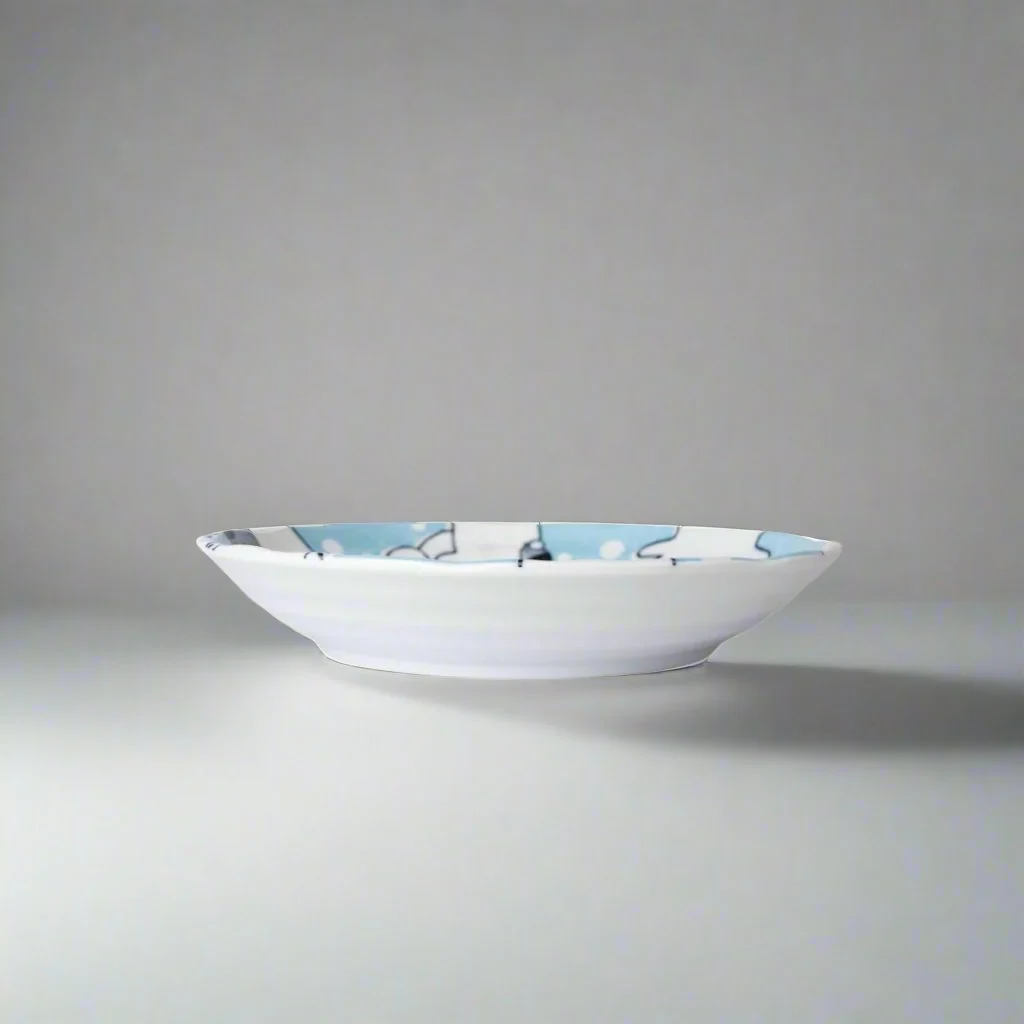Kawaii Blue Glaze Plate 22cm - Image 2