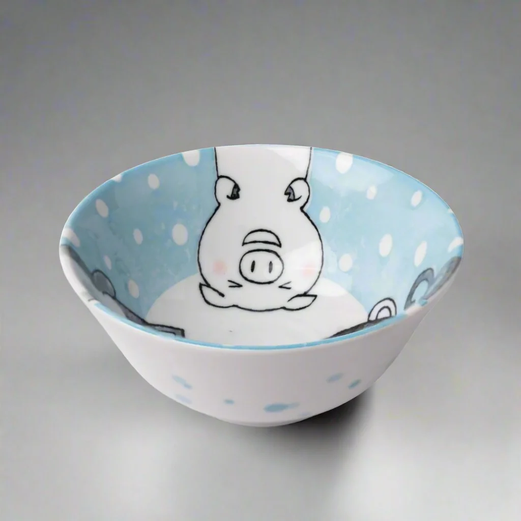 Kawaii Blue Glaze Small Bowl 14cm - Image 2