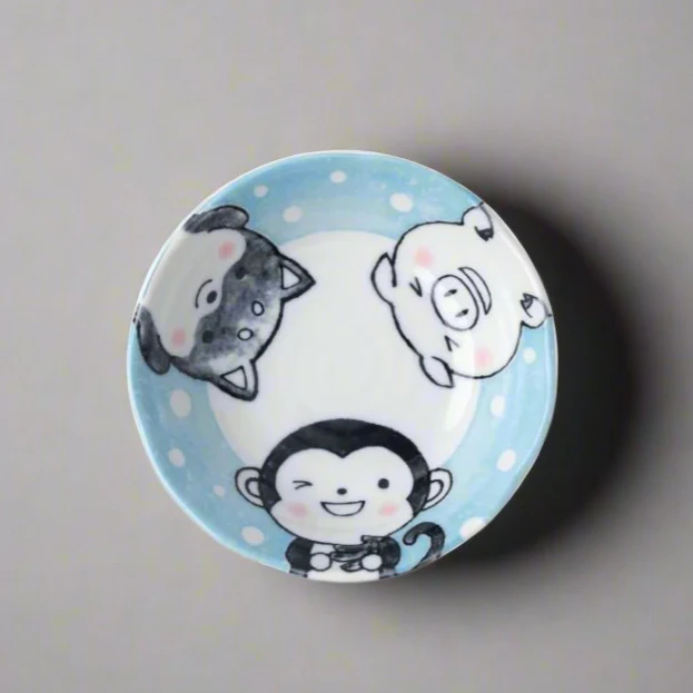 Kawaii Blue Glaze Small Shallow Bowl 14cm