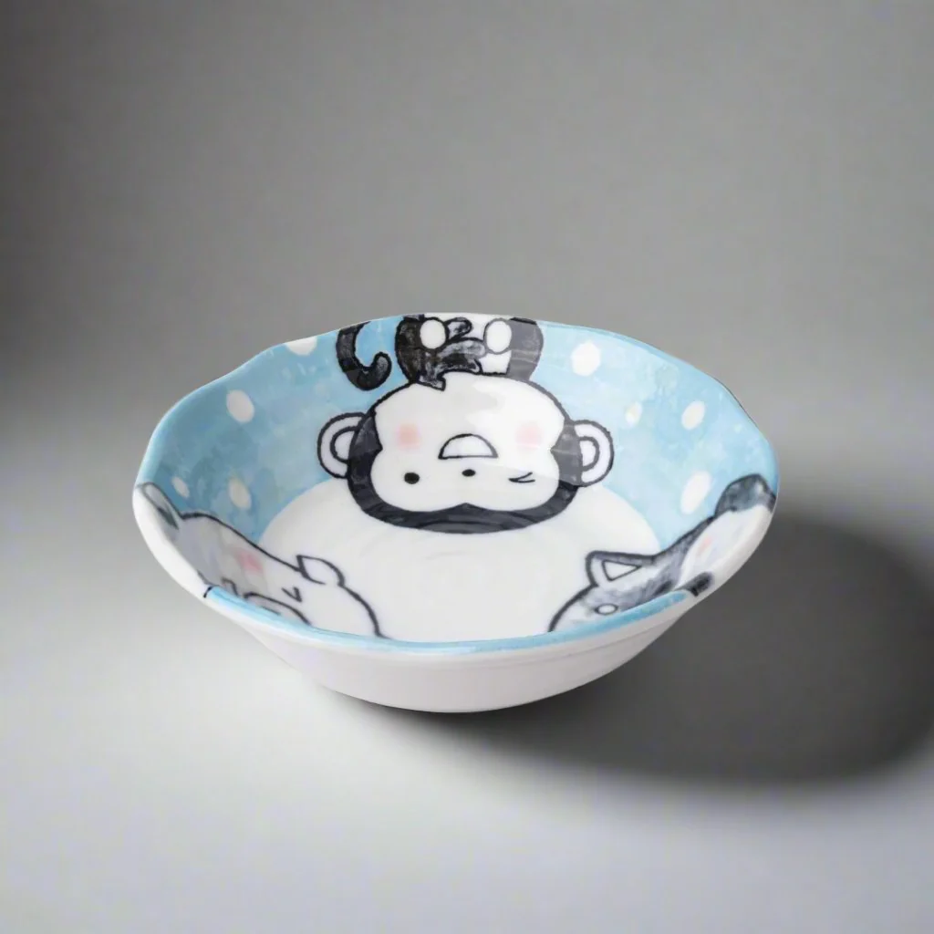 Kawaii Blue Glaze Small Shallow Bowl 14cm - Image 2