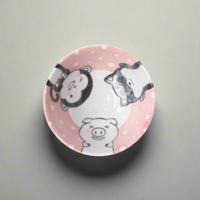 Kawaii Pink Glaze Small Shallow Bowl 14cm