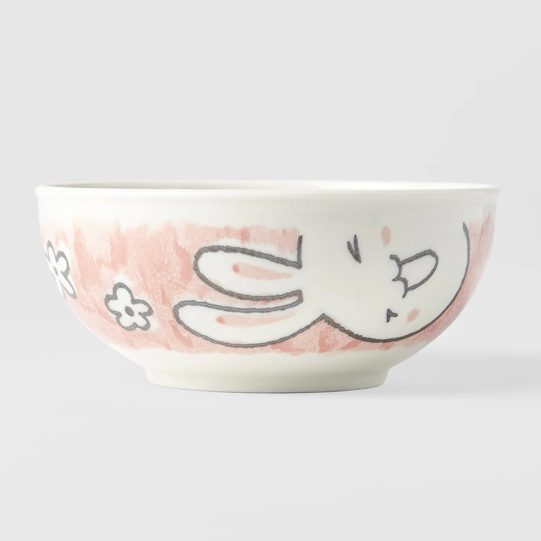 Kids bowl rabbit design with pink outer 16cm - Image 3