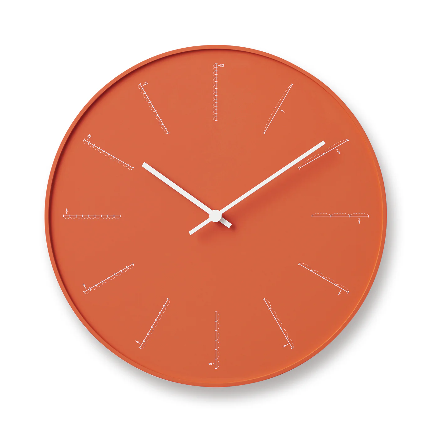 Lemnos Divide Japanese Designer Wall Clock - Orange