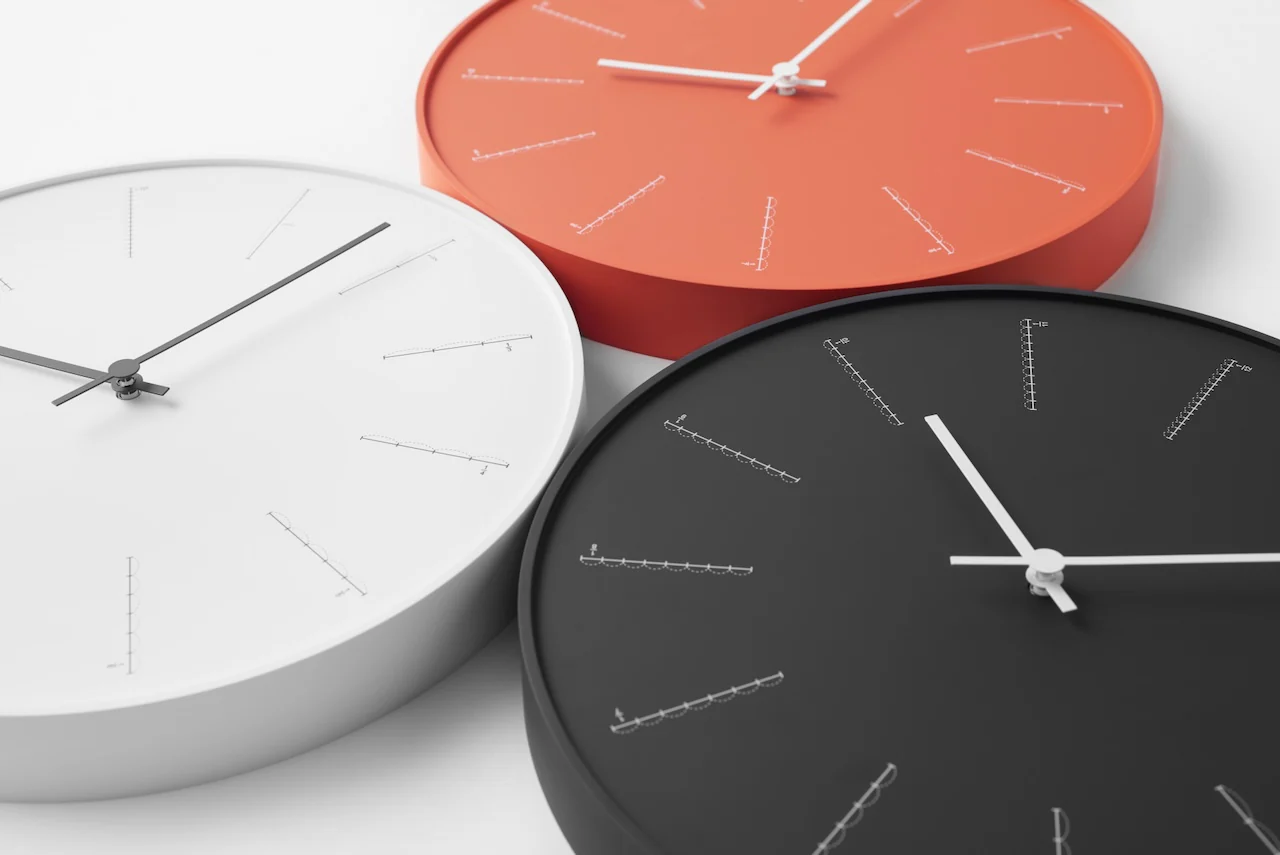 Lemnos Divide Japanese Designer Wall Clock - Orange - Image 3