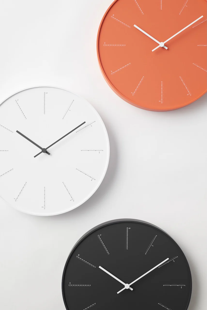 Lemnos Divide Japanese Designer Wall Clock - Orange - Image 5