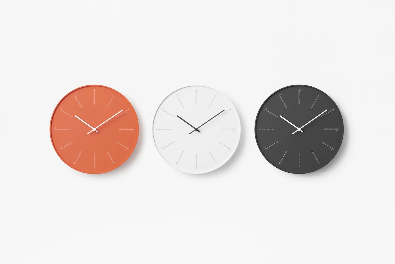 Lemnos Divide Japanese Designer Wall Clock - Orange - Image 6
