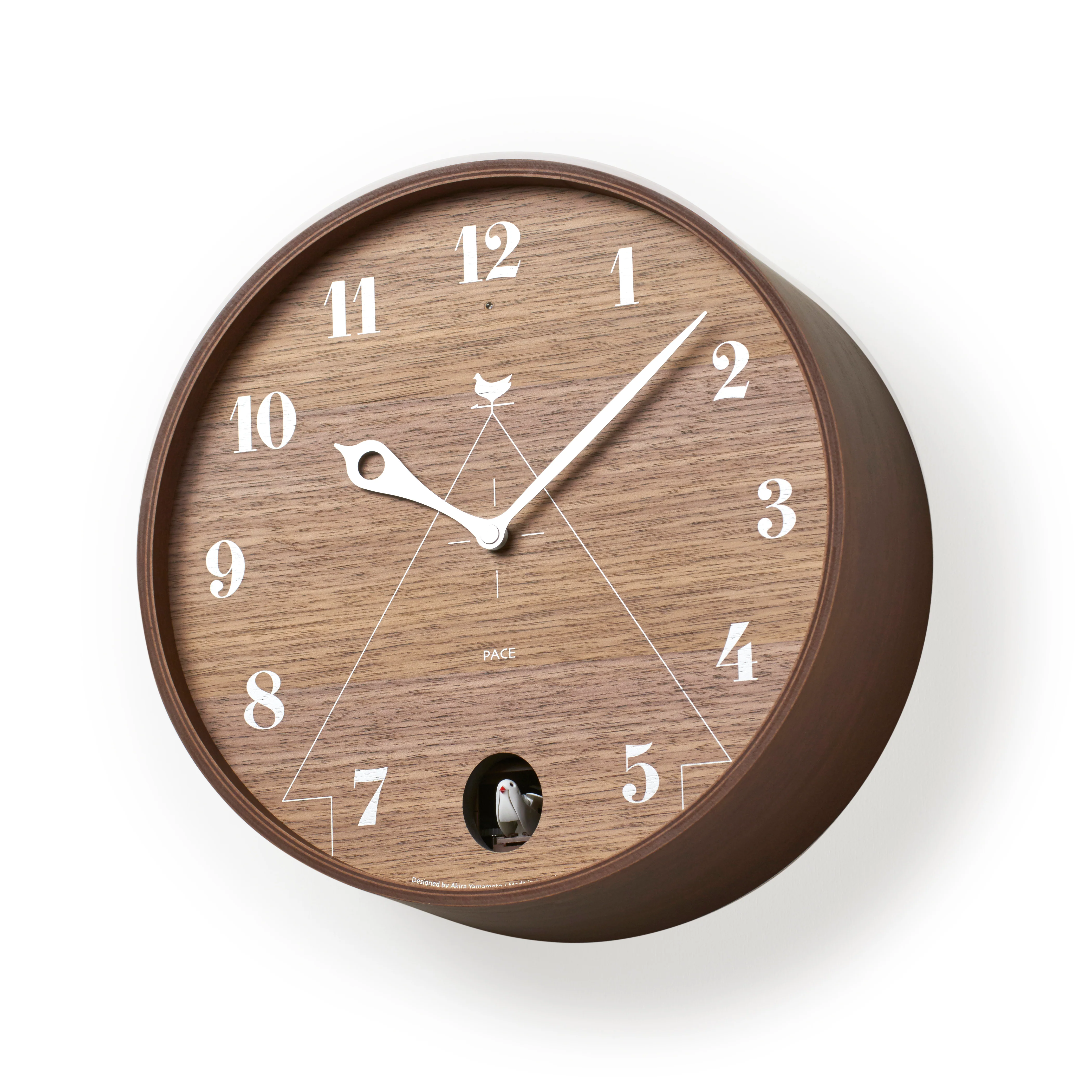 Lemnos PACE Japanese Designer Cuckoo Wall Clock - Brown - Image 2