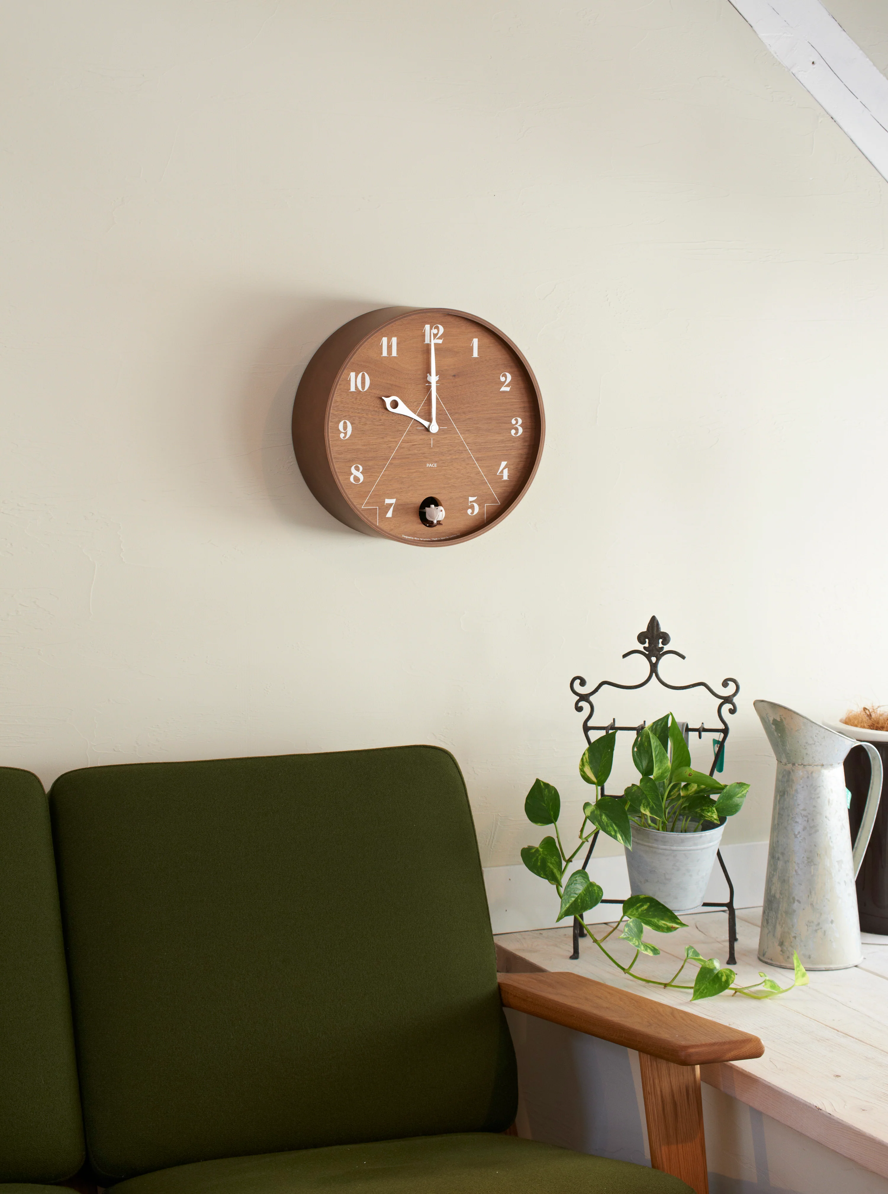 Lemnos PACE Japanese Designer Cuckoo Wall Clock - Brown - Image 5