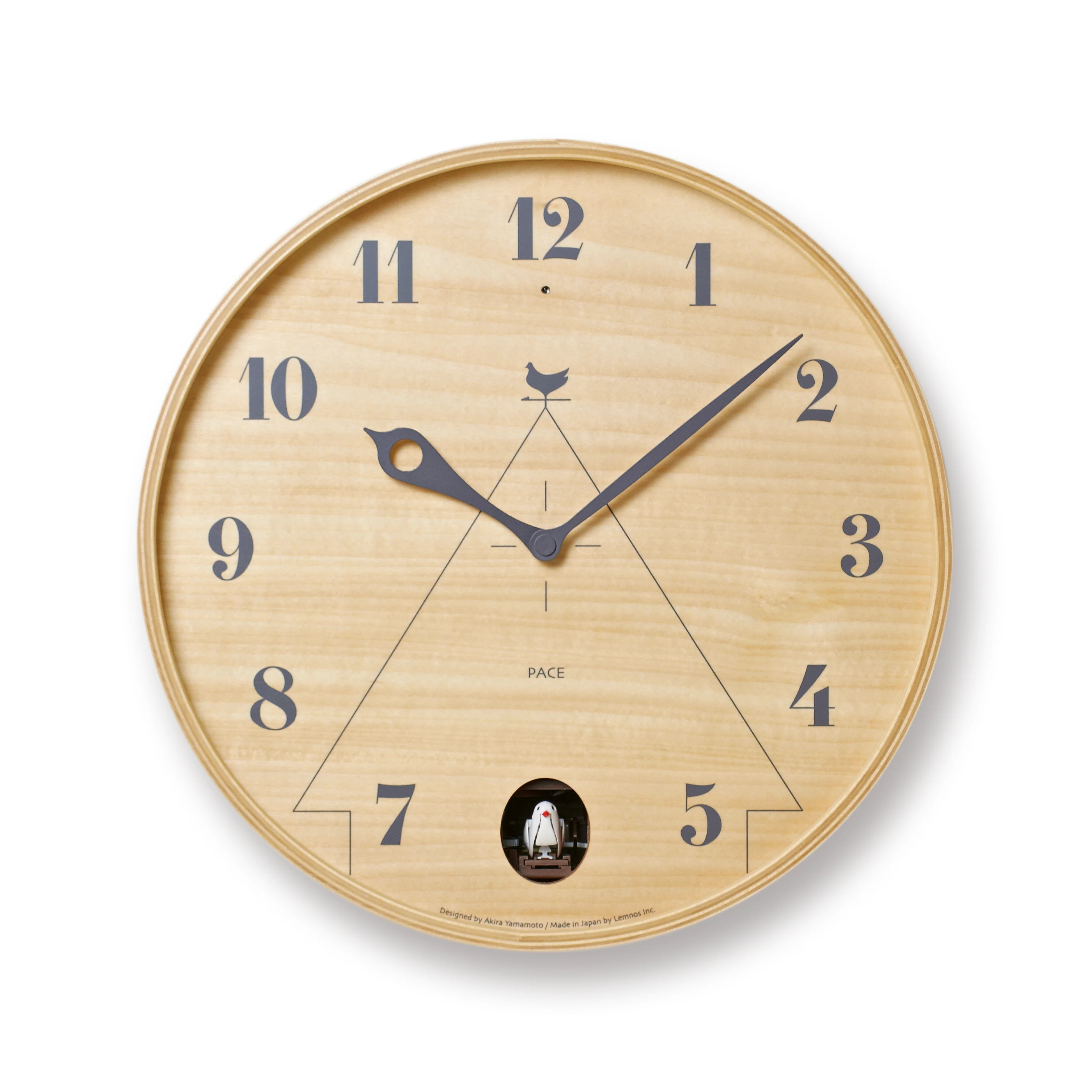 Lemnos PACE Japanese Designer Cuckoo Wall Clock - Natural