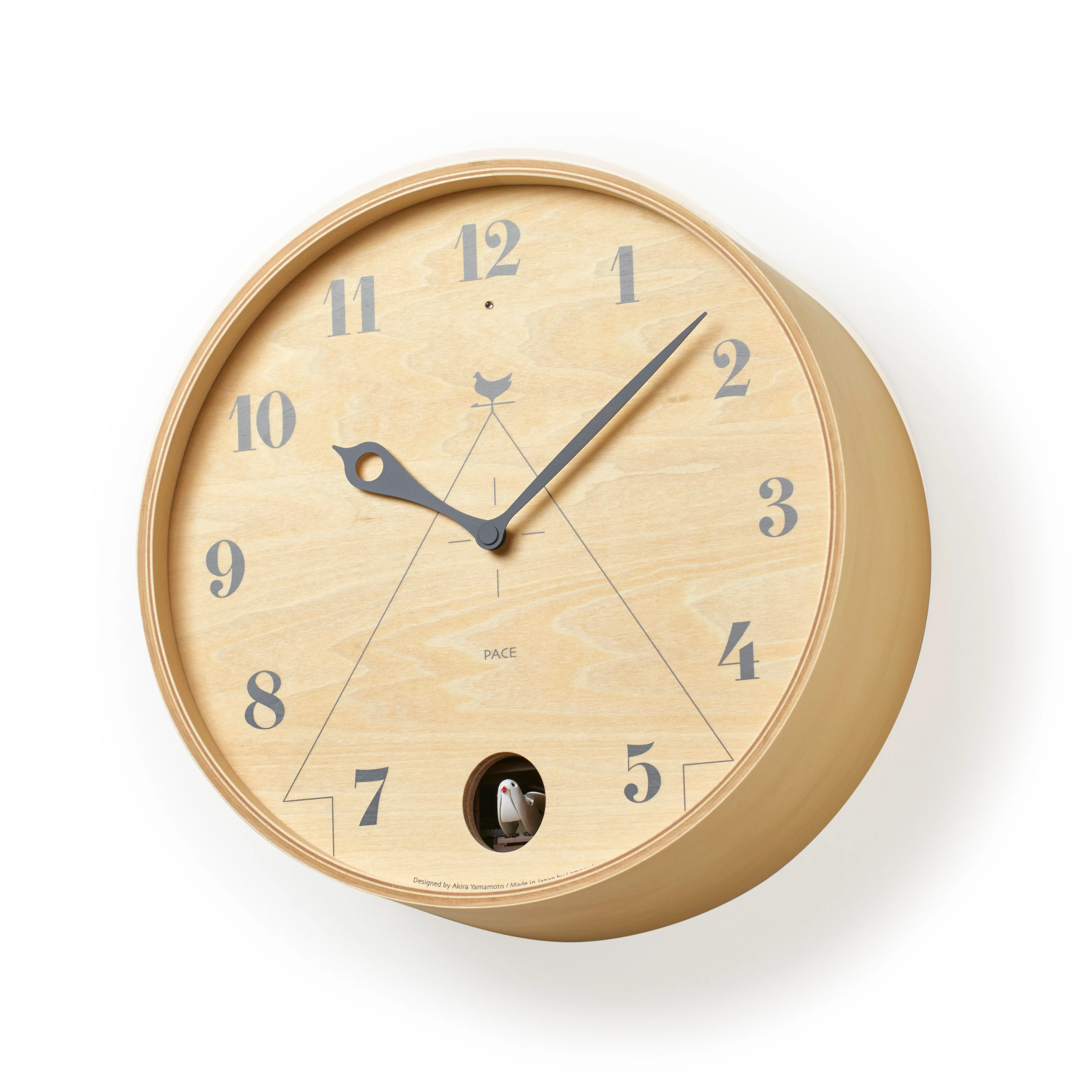 Lemnos PACE Japanese Designer Cuckoo Wall Clock - Natural - Image 2