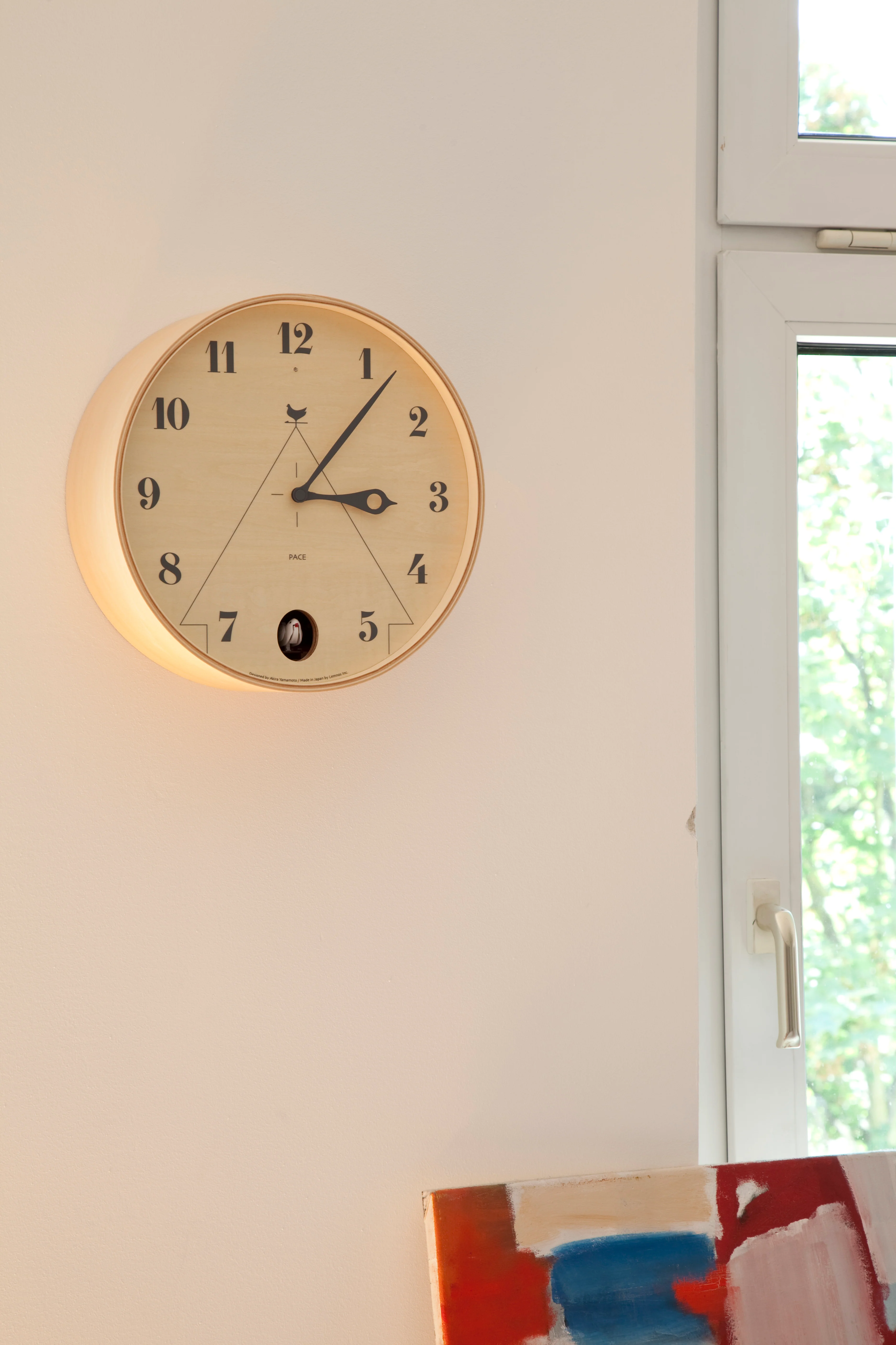 Lemnos PACE Japanese Designer Cuckoo Wall Clock - Natural - Image 3